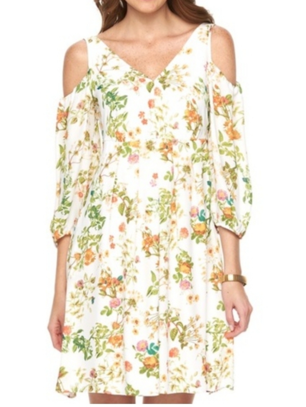 Disney Alice Through the Looking Glass Floral Dress Size L Smocked V-Neck Femme